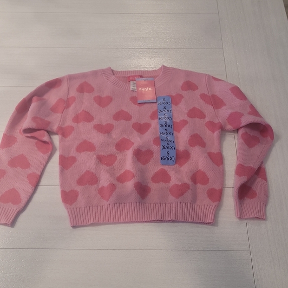 Zunie Pink Heart Crew Neck Sweater - Picture 1 of 3